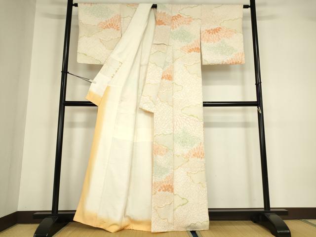 平和屋着物●訪問着　総絞り　雲取り七宝文　正絹　逸品　DABA4119az