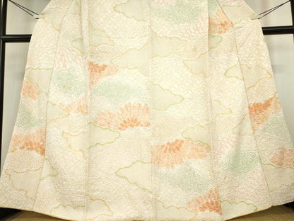 平和屋着物●訪問着　総絞り　雲取り七宝文　正絹　逸品　DABA4119az