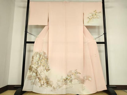 平和屋着物●訪問着　作家物　渡り橋花文　暈し染め　金銀彩　正絹　逸品　DABA4120az