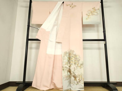 平和屋着物●訪問着　作家物　渡り橋花文　暈し染め　金銀彩　正絹　逸品　DABA4120az