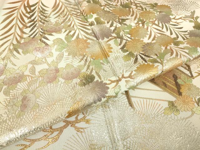 平和屋着物●訪問着　作家物　渡り橋花文　暈し染め　金銀彩　正絹　逸品　DABA4120az