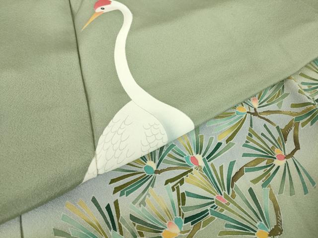 平和屋着物●豪華色留袖　友禅　作家物　鶴に若松葉　正絹　逸品　DABA4121az