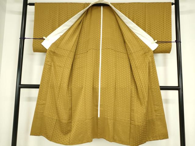 平和屋着物●世界的人形師　辻村寿三郎　ジュサブロー　長襦袢　無双仕立て　麻の葉地紋　黄橡色　反端付き　正絹　逸品　DABA4183az