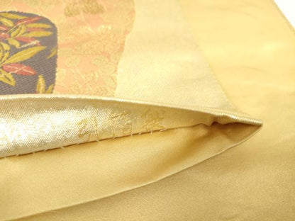 平和屋着物▼六通柄袋帯　秋草華影文　金銀糸　引箔　正絹　逸品　DABA4261az
