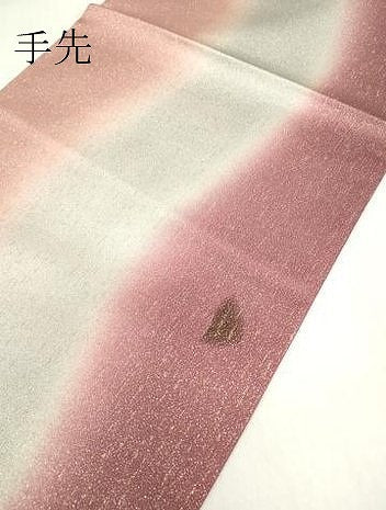 平和屋着物▼袋帯 螺鈿 幾何学文 金通し地 正絹 逸品 DABA4273az