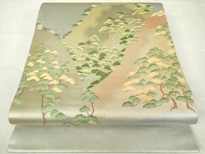 平和屋着物▼太鼓柄袋帯 流水松文 金糸 正絹 逸品 DABA4281az