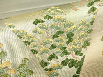 平和屋着物▼太鼓柄袋帯 流水松文 金糸 正絹 逸品 DABA4281az