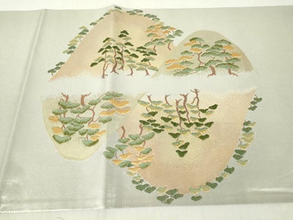 平和屋着物▼太鼓柄袋帯 流水松文 金糸 正絹 逸品 DABA4281az