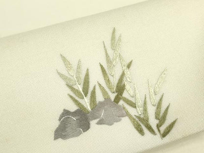 平和屋着物▼総刺繍 太鼓柄袋帯 鴛鴦花文 正絹 逸品 DABA4297az