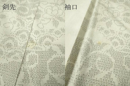 平和屋着物▽結城紬 単衣 雲取り吉祥文 100亀甲 正絹 逸品 DABA4300az