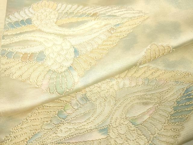 平和屋着物▼中国三大刺繍　相刺繍　総刺繍　太鼓柄袋帯　双鶴菱文　正絹　逸品　DABA4375az