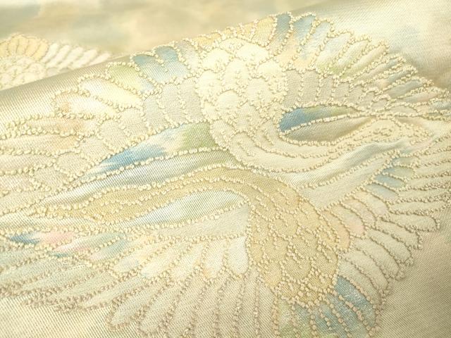 平和屋着物▼中国三大刺繍　相刺繍　総刺繍　太鼓柄袋帯　双鶴菱文　正絹　逸品　DABA4375az
