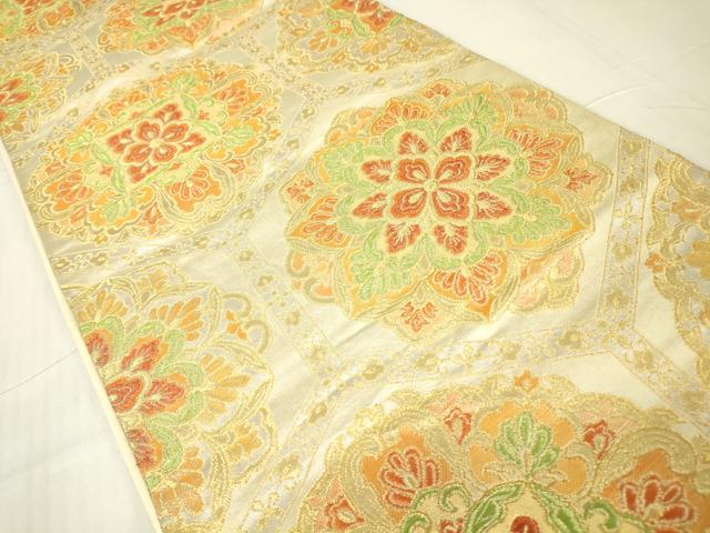 平和屋着物▼六通柄袋帯　正倉院亀甲花文　金糸　やまと誂製　正絹　逸品　DABA4376az