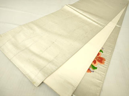 平和屋着物▼太鼓柄袋帯　総刺繍　正倉院花文　金糸　正絹　逸品　DABA4378az