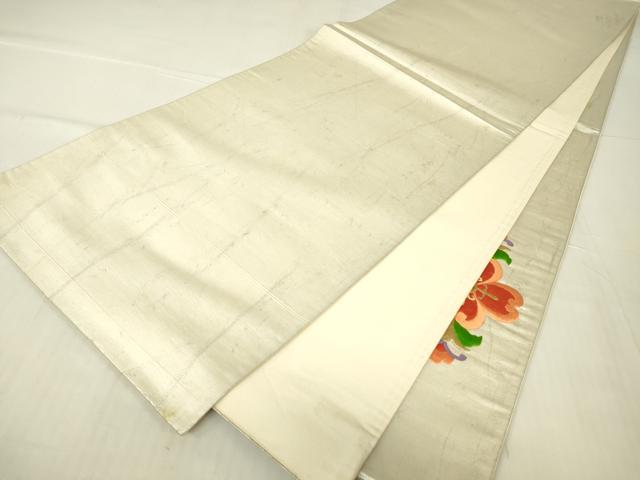 平和屋着物▼太鼓柄袋帯　総刺繍　正倉院花文　金糸　正絹　逸品　DABA4378az