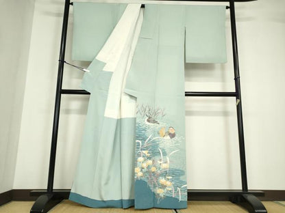 平和屋着物●豪華色留袖 作家物 鴛鴦花文 金彩 正絹 逸品 DABA4386az