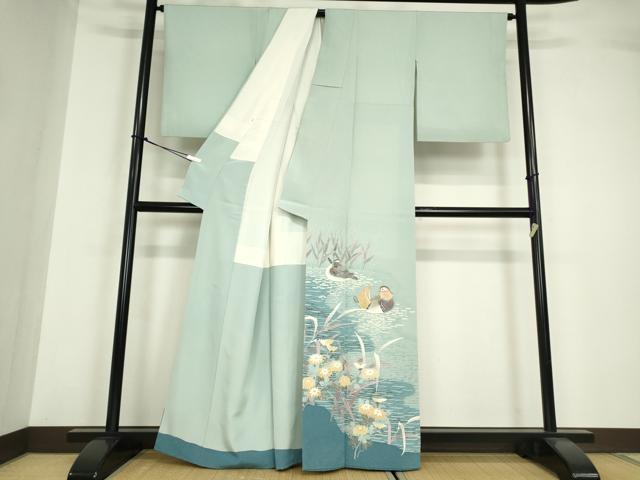 平和屋着物●豪華色留袖 作家物 鴛鴦花文 金彩 正絹 逸品 DABA4386az