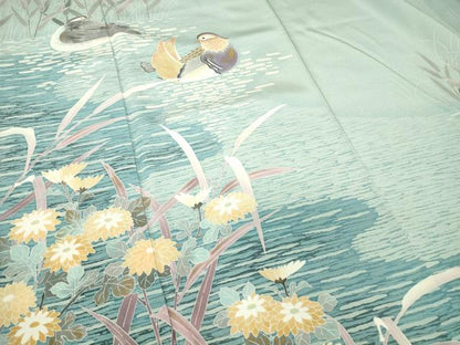 平和屋着物●豪華色留袖 作家物 鴛鴦花文 金彩 正絹 逸品 DABA4386az