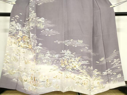 平和屋着物●訪問着 駒刺繍 宝尽くし楽器花文 暈し染め 金彩 反端付き 正絹 逸品 DABA4387az