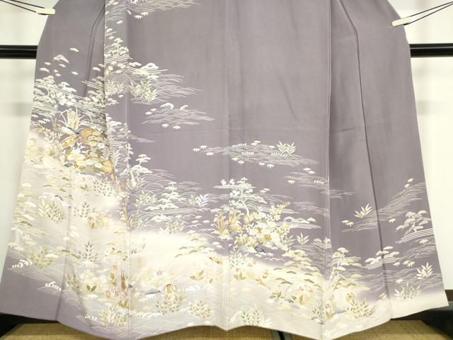 平和屋着物●訪問着 駒刺繍 宝尽くし楽器花文 暈し染め 金彩 反端付き 正絹 逸品 DABA4387az