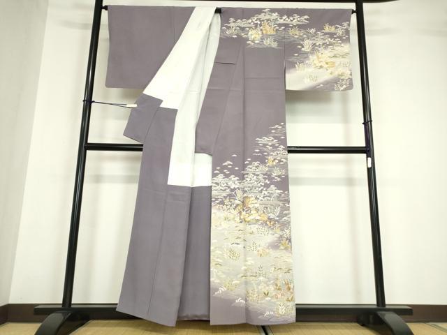 平和屋着物●訪問着 駒刺繍 宝尽くし楽器花文 暈し染め 金彩 反端付き 正絹 逸品 DABA4387az