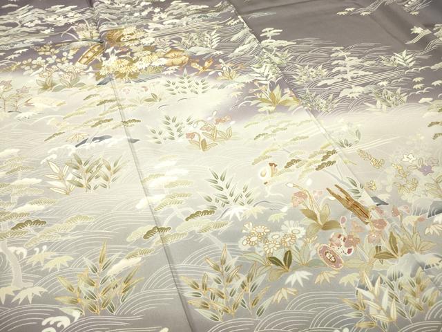 平和屋着物●訪問着 駒刺繍 宝尽くし楽器花文 暈し染め 金彩 反端付き 正絹 逸品 DABA4387az