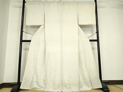 平和屋着物●訪問着　総刺繍　舞桜文　金糸　正絹　逸品　DABA4415az