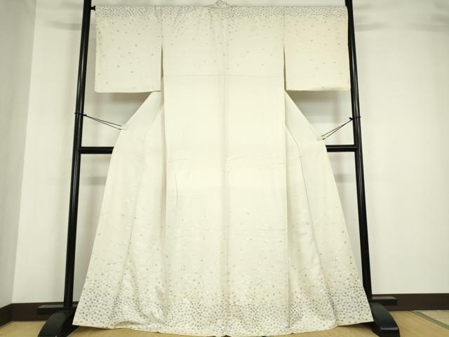 平和屋着物●訪問着　総刺繍　舞桜文　金糸　正絹　逸品　DABA4415az