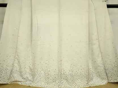 平和屋着物●訪問着　総刺繍　舞桜文　金糸　正絹　逸品　DABA4415az