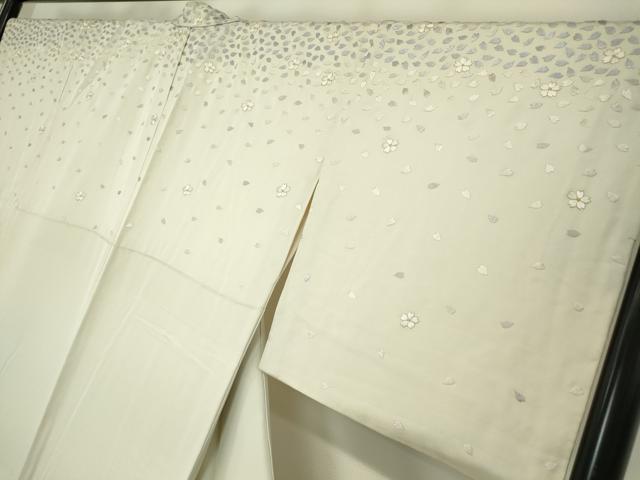 平和屋着物●訪問着　総刺繍　舞桜文　金糸　正絹　逸品　DABA4415az