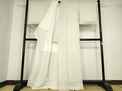 平和屋着物●訪問着　総刺繍　舞桜文　金糸　正絹　逸品　DABA4415az