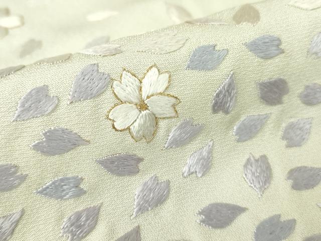 平和屋着物●訪問着　総刺繍　舞桜文　金糸　正絹　逸品　DABA4415az