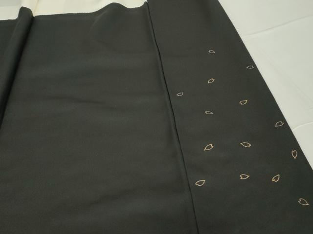平和屋着物●訪問着　総刺繍　舞桜文　黒地　金糸　正絹　逸品　DABA4416az