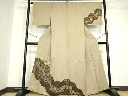 平和屋着物●訪問着 絞り 刺繍 籬花文 金彩 正絹 逸品 DABA4419az