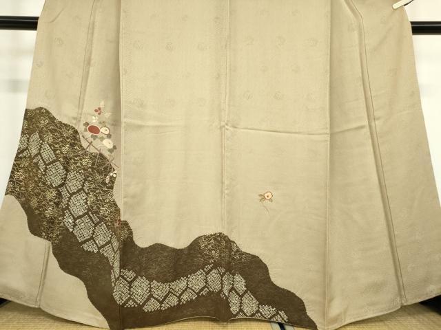 平和屋着物●訪問着 絞り 刺繍 籬花文 金彩 正絹 逸品 DABA4419az