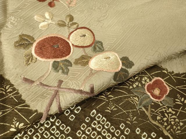平和屋着物●訪問着 絞り 刺繍 籬花文 金彩 正絹 逸品 DABA4419az
