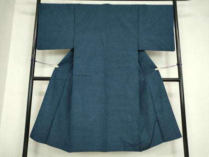 平和屋着物●男性 紬 紺青色 正絹 逸品 DABA4421az