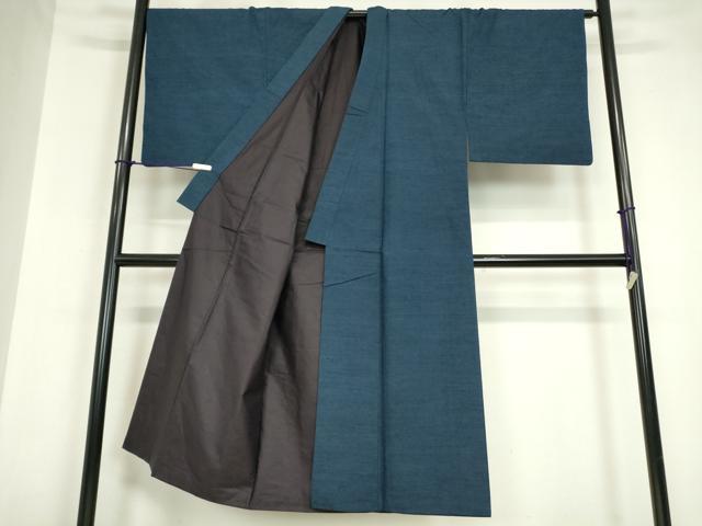 平和屋着物●男性 紬 紺青色 正絹 逸品 DABA4421az