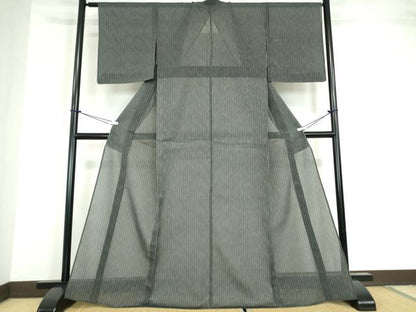 平和屋着物＊夏物 小紋 紗紬 変わり縞 正絹 逸品 DABA4449az