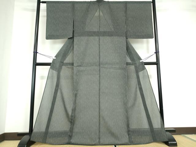 平和屋着物＊夏物 小紋 紗紬 変わり縞 正絹 逸品 DABA4449az