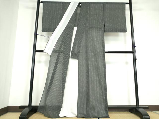 平和屋着物＊夏物 小紋 紗紬 変わり縞 正絹 逸品 DABA4449az