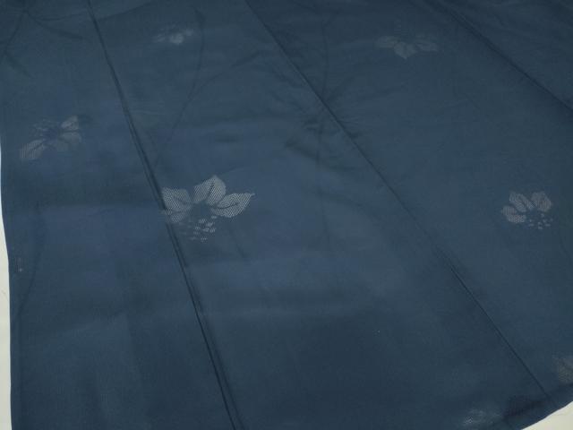 平和屋着物＊夏物 色無地 縦絽 舞花紋紗 紺色 正絹 逸品 DABA4451az