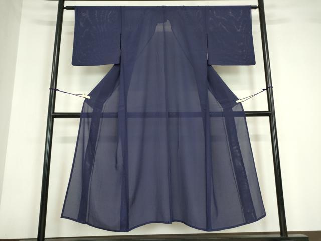 平和屋着物＊夏物 色無地 絽 鉄紺色 正絹 逸品 DABA4456az