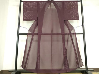 平和屋着物＊夏物 色無地 絽 似せ紫色 正絹 逸品 未使用 DABA4460az