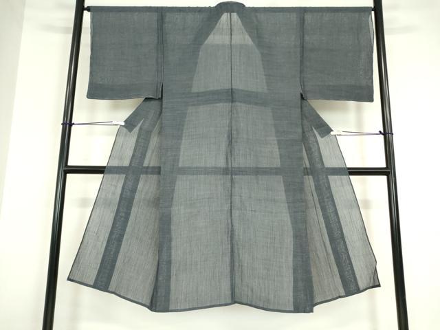 平和屋着物＊夏物 男性 小千谷ちぢみ 藍墨茶色 麻 逸品 DABA4463az
