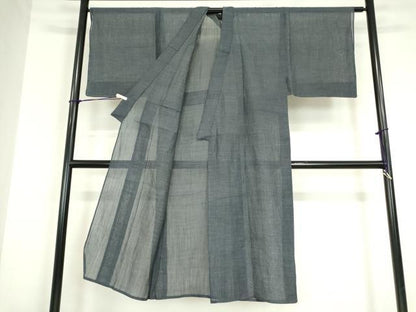 平和屋着物＊夏物 男性 小千谷ちぢみ 藍墨茶色 麻 逸品 DABA4463az