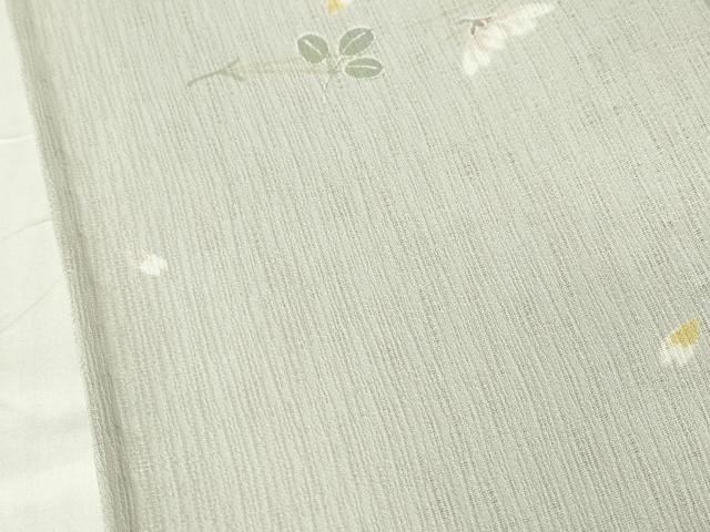 平和屋着物＊夏物　小紋　紗　幸彩庵　舞花文　反端付き　洗える着物　未使用　DABA4473az