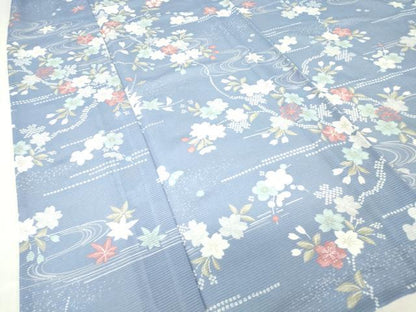 平和屋着物＊夏物 小紋 絽 流水桜文 高島屋扱い さんび謹製 洗える着物 未使用 DABA4479az