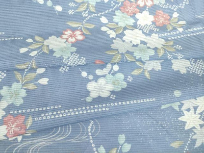 平和屋着物＊夏物 小紋 絽 流水桜文 高島屋扱い さんび謹製 洗える着物 未使用 DABA4479az