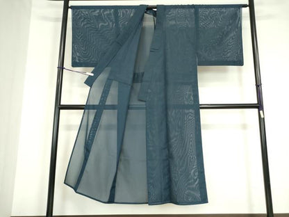 平和屋着物＊夏物　男性　絽　留紺色　洗える着物　DABA4480az